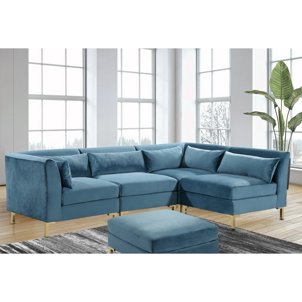 Chic Home Guison Velvet Upholstered Modular Chaise ...