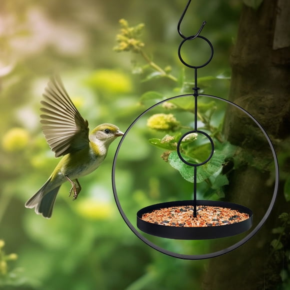 Sokhug Clearance Handcrafted Circular Hanging Metal Bird Feeder Feed Water for Garden Backyard Outdoor Decor