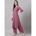 thumbnail image 5 of Janasya Indian Women's Purple Georgette Foil Print Kurta with Palazzo and Dupatta, 5 of 10