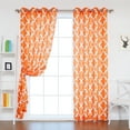 thumbnail image 1 of Quality Home Oxford Basketweave Reverse Moroccan Print Curtains – Stainless Steel Nickel Grommet Top – Orange – 52"W x 96"L - (Set of 2 Panels), 1 of 4