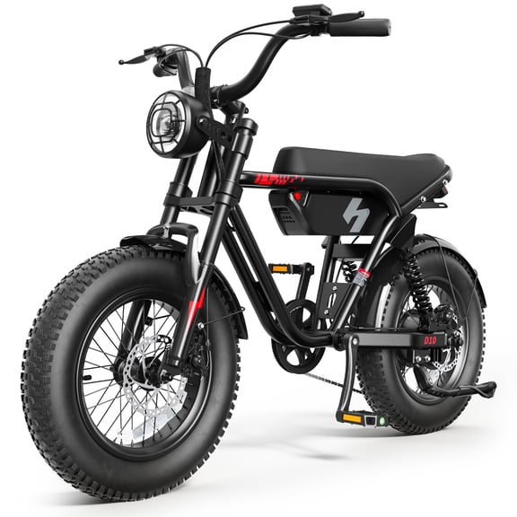 Actbest Fat Tire Electric Bicycle, 16"x 4.0" Fat Tire Ebike, 750W 48V 10.4Ah 25MPH Full Suspension, Electric Bike for Adults