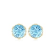 thumbnail image 2 of Rosec Jewels Aquamarine Solitaire Stud Earrings with Screw Back - 1.6 Carat - AAA Quality - March Birthstone - Ready to Gift for Birthday, 14K Yellow Gold, 2 of 6