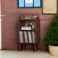 thumbnail image 6 of Record Player Stand with Storage - Mid-Century Walnut Vinyl Record Holder, 6 of 9