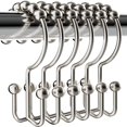 thumbnail image 1 of Ganchos para cortina de ducha, anillos resistentes para ganchos para cortina de ducha, cortinas de ducha de doble cara de metal a prueba de óxido, juego de 12 ganchos, 1 of 5