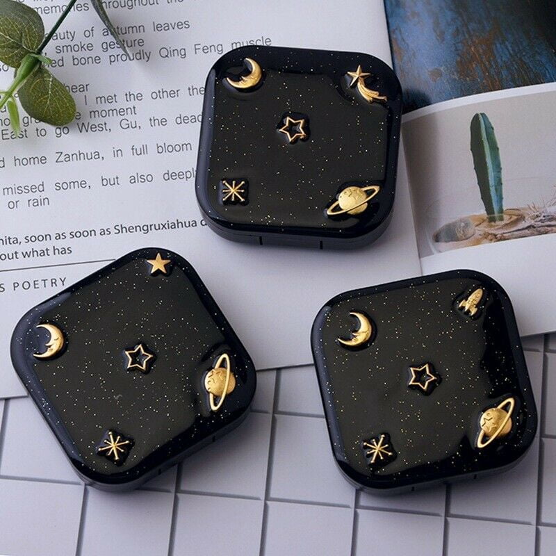 KABOER Mini Travel Contact Lens Case Container Eye Care Box Holder Set With Mirror