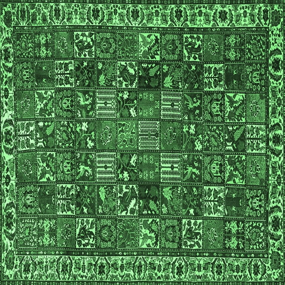 Ahgly Company Indoor Square Persian Emerald Green Traditional Area Rugs, 8' Square