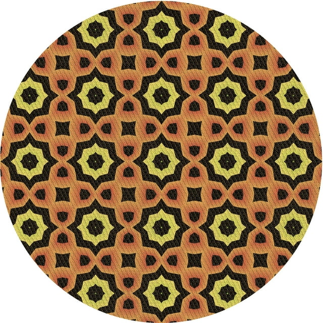 Ahgly Tapis Rond Lavable en Machine Intérieur Transitionnel Rouge Nuit, 6 Pieds Rond