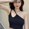 thumbnail image 2 of MAGAZINE Women\\\'s knitted halter vest undershirt tops female summer irregular Slim halter   small tank tops, 2 of 8