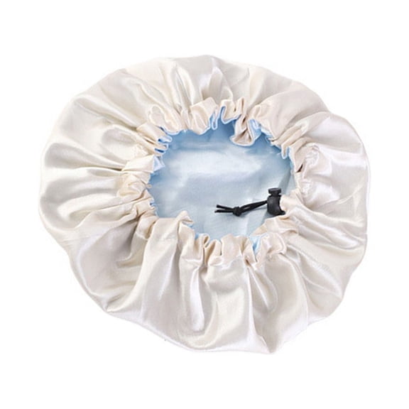 IBASETOY Blue Double Layer Elastic Sleeping Cap Adjustable Night Hat for Hair Protection