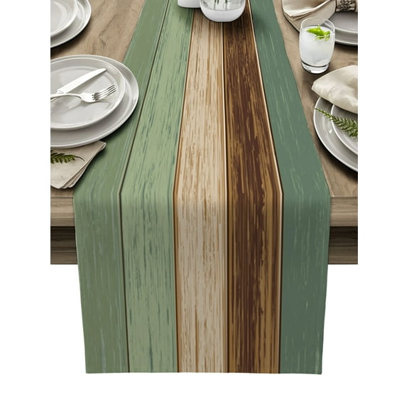 Table Runner Dresser Scarves 90 Inch Long, Farmhouse Turquoise Teal Wood Grain Linen Dining Table Runners Rustic Wooden Texture Tabletop Scarf for Wedding Holiday Party Kitchen