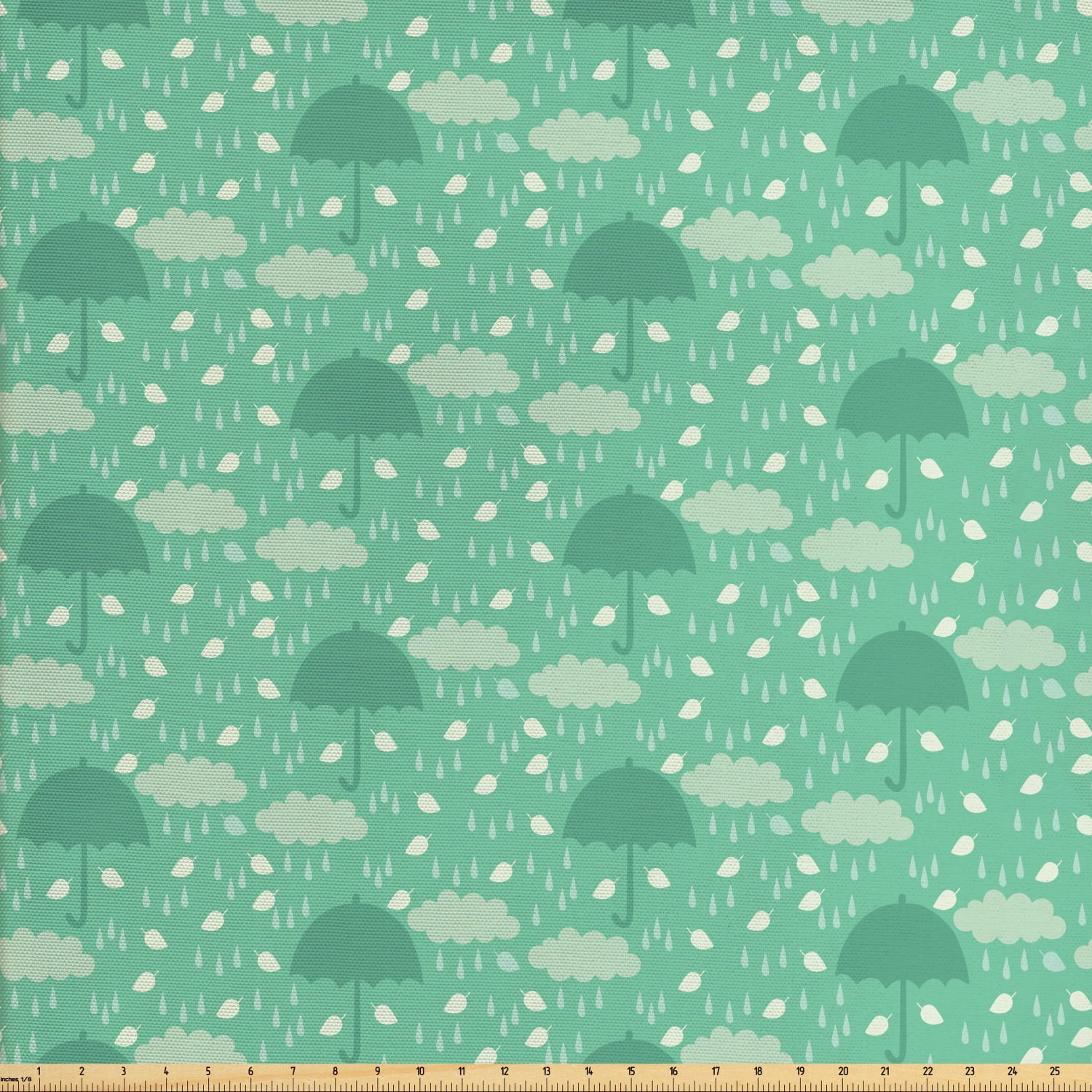 Umbrella Fabric by The Yard, Wet Autumn Weather in September Theme