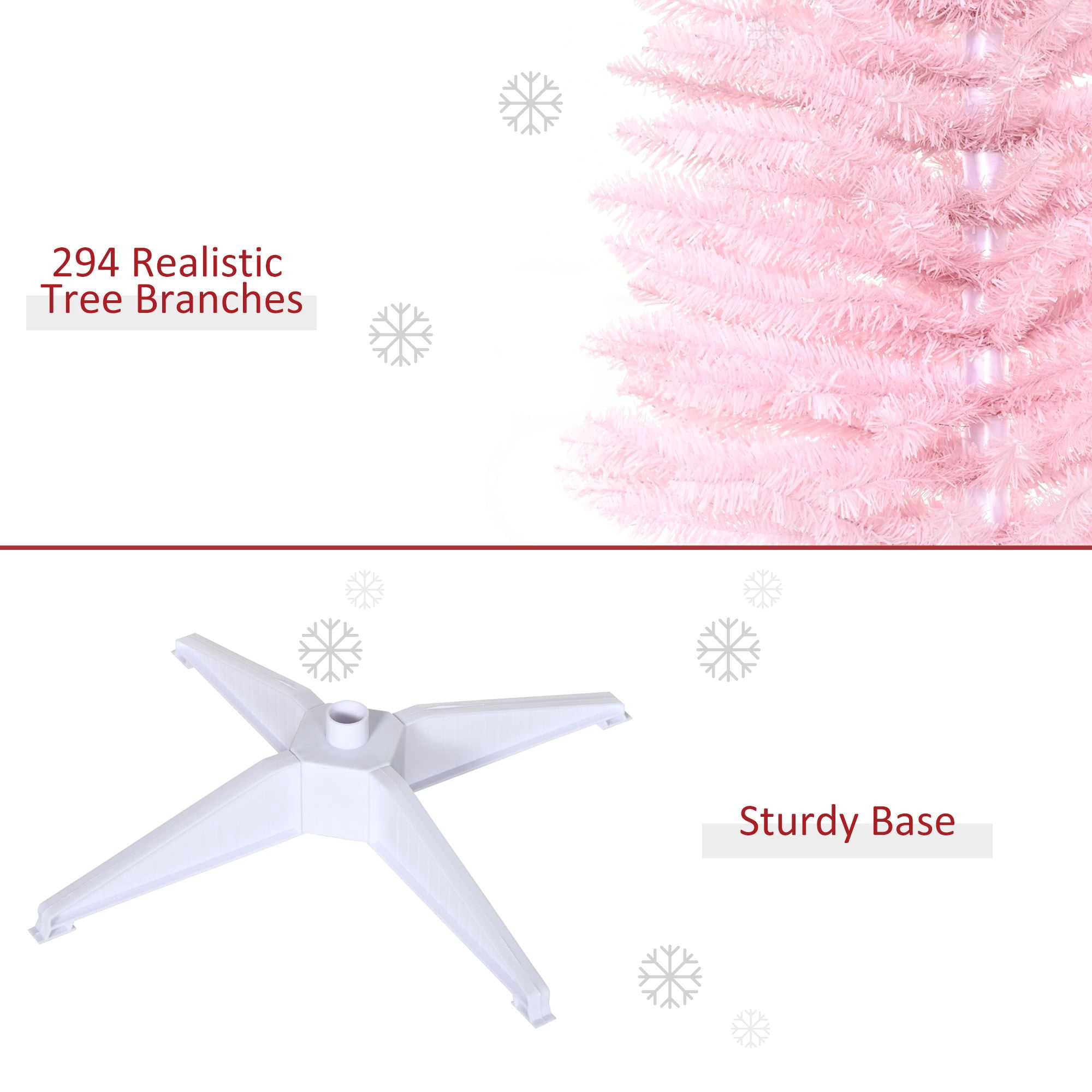 5 ft Artificial Pencil Christmas Tree, Slim Xmas Tree with 294 Realistic Branch Tips and Plastic Stand