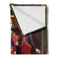 thumbnail image 2 of Dia De Los Muertos Soft Flannel Fleece Throw Blanket, Women 3 Skeleton in Traditional Clothes and Hats Calavera Image, Cozy Plush for Indoor and Outdoor Use, 50" x 60", Multicolor, by Ambesonne, 2 of 5