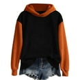 thumbnail image 3 of TKLPEHG Thanksgiving Sweatshirts for Women Long Sleeve Hoodies Plus Size Color Block Hooded Thanksgiving Tops Fashion Comfy Pullover (Black,L), 3 of 4