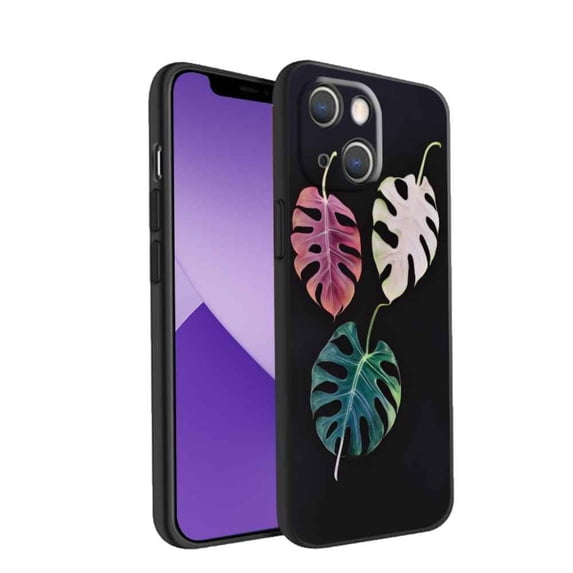 Colorful-Monstera-Leaves Phone Case, Degined for iPhone 14 Case Men Women, Flexible Silicone Shockproof Case for iPhone 14