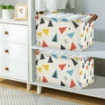 thumbnail image 2 of Yayeee Foldable Storage Basket for Shelves with Handles Set of 2 Waterproof Cloth Bins, Beige Triangles, 2 of 7