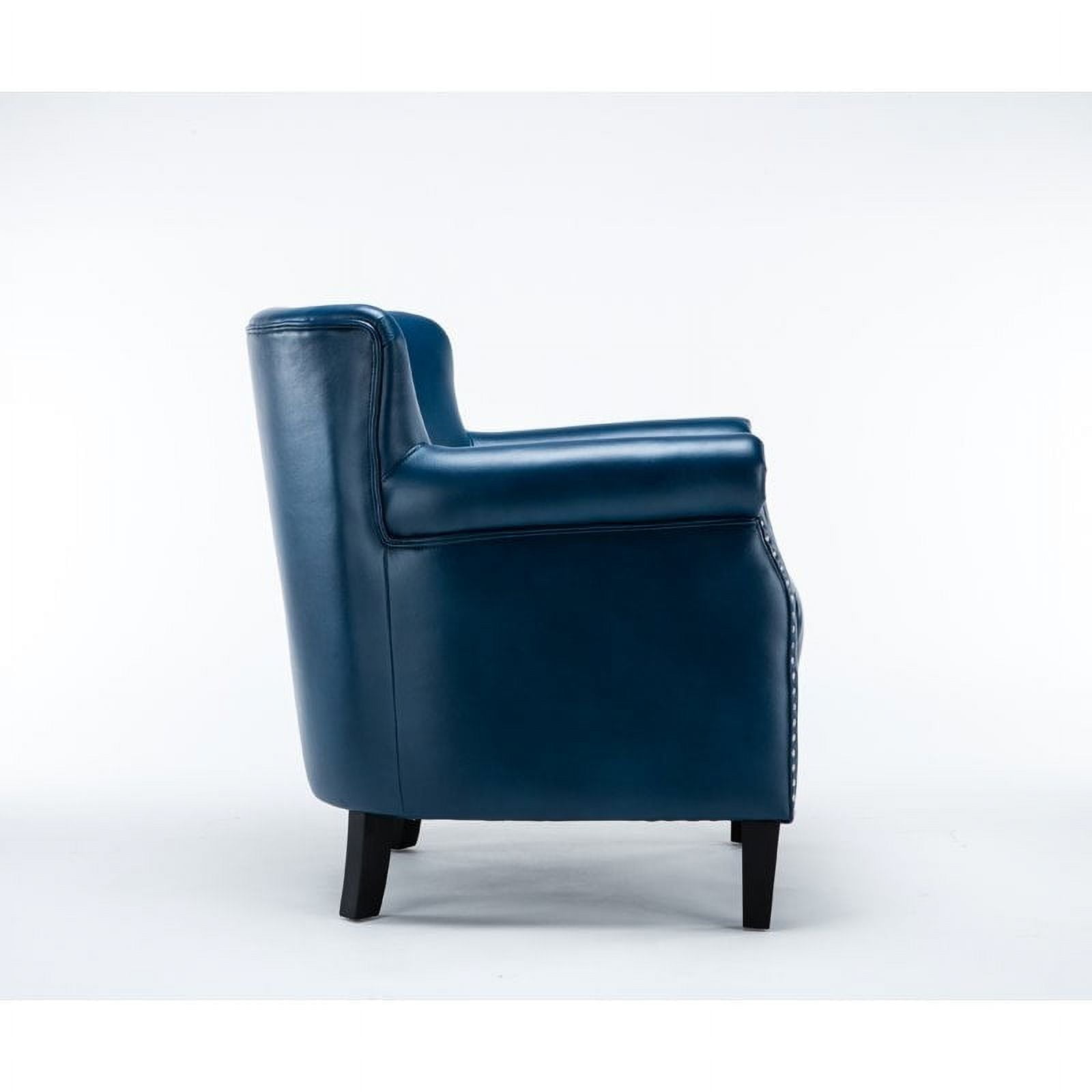 Cute Blue Leather Accent Chair w/2 Pillows