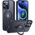 thumbnail image 2 of Metal Ring Stand Matte Magnetic Case for Magsafe IPhone 15 14 13 12 16 Pro Max Plus 15Pro i15 with Lens Protector Mac Safe Cover green For iPhone 14 Pro, 2 of 6