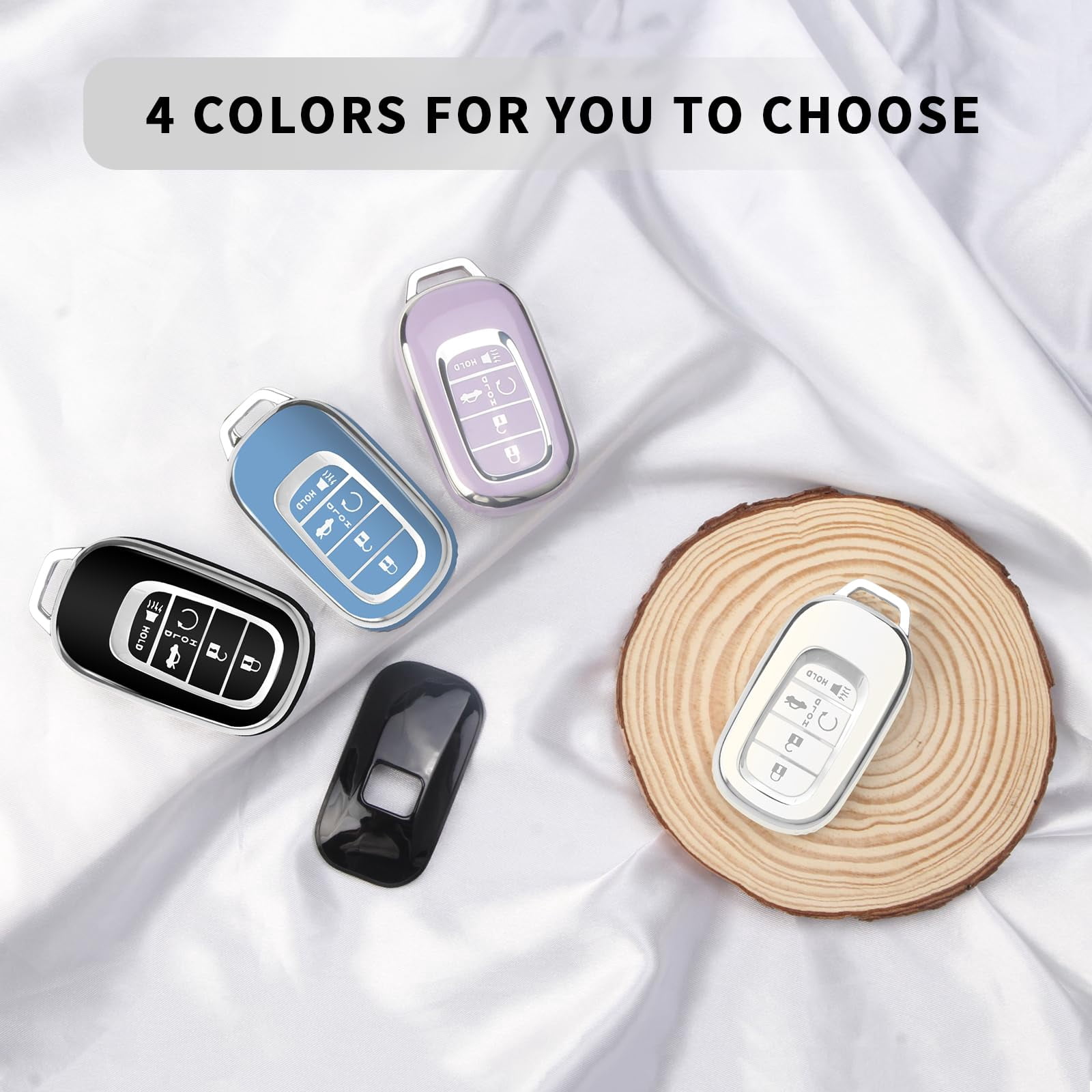 for Honda Key fob Cover, Soft TPU Car Key Case Protector with Leather Keychain Compatible with 2022 2023 2024 2025 Honda Accord Civic HR-V CR-V Pilot Odyssey smart Remote Key