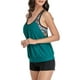 thumbnail image 5 of SAYOO Conjunto de Tankini de Verano de 2 Piezas para Mujer, Camisetas Sin Mangas Acolchadas con Cuello Redondo Estampado + Pantalones Cortos de Baño Traje de Baño, Verde/Negro SAYOO  casual, 5 of 7