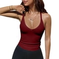 thumbnail image 6 of OIUUAK Women Workout Tank Tops, V Neck Racerback Y2K Going Out Ribbed Basic Slim Fit Yoga Gym Workout Shirts 2026 Summer Camisole Tee Blouse, Wine, 6 of 7