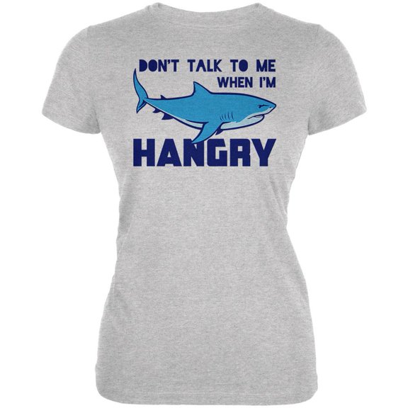 Shark Sharks Don't Talk to me Hangry Juniors Soft T Shirt Heather 2XL