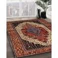 thumbnail image 3 of Ahgly Company Tapis d'Intérieur Lavables en Machine, Carrés Traditionnels Brun Doré, 8' Carré, 3 of 7
