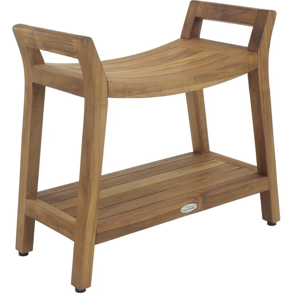 Asia®Ascend Teak Shower Bench with Shelf