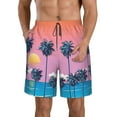 thumbnail image 2 of Uemuo Beach with Palm Trees Pattern Men's Swim Trunks Hawaiian Beach Bathing Suit Swimsuits Beach Quick-Dry Shorts with Pockets-Small, 2 of 9