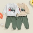thumbnail image 2 of Toddler Baby Boy Farm Outfits Letter Tractor Print Long Sleeve Sweatshirts Pullover Tops and Pants Set 2Pcs Fall Country Clothes, 2 of 7