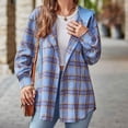 thumbnail image 6 of Baberdicy Womens Shirts Women's Fall Casual Hoodie Long Sleeved Plaid Shirt with Pocket Blouses for Women Blue, 6 of 7