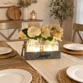 thumbnail image 3 of BEKITCHEN Mason Jar Table Centerpiece Decor for Dining Room Coffee Table with 2 LED Jars & Flowers, 3 of 8
