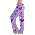 thumbnail image 3 of Valentine Day Pajama Pants for Women Love Heart Print Sleep Pants Womens Lounge Wear Soft Wide Leg Pajama Bottoms Gold 2XL, 3 of 8