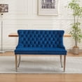 thumbnail image 2 of CQSXDA Velvet Double Dining Loveseat Bench , 2-Seat Tufted Design with Handmade Buttons and Wing Back Style, Black, 2 of 31
