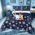 thumbnail image 3 of meiyoeat Soccer Letter J Queen Comforter Set, Sports Football Comforter Sets Queen, Navy Blue, Blue Reversible, 3 Pieces, 1 Comforter and 2 Pillowcases, 3 of 6