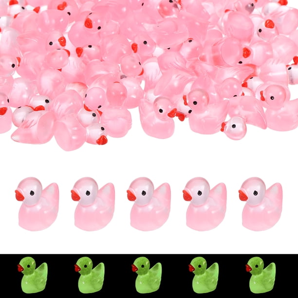 Uxcell Patitos de Resina Luminosa, Lindos Patitos que Brillan en la Oscuridad para Casa de Muñecas y Jardín de Hadas (Rosa, 60 piezas)