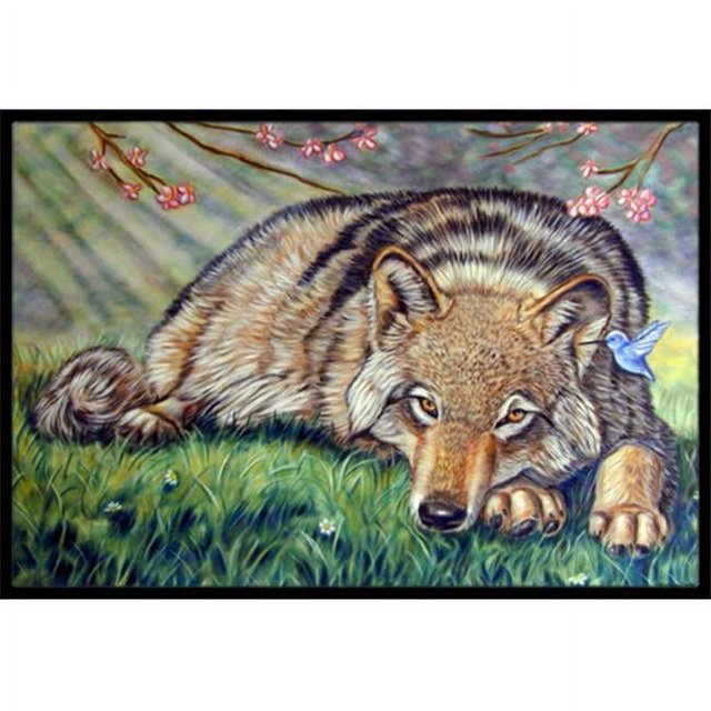 Carolines Treasures 7356MAT Wolf And Hummingbird Indoor & Outdoor Mat- 18 x 27 in.
