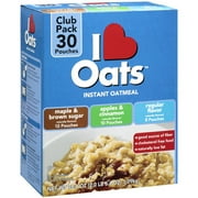 I Love Oats Maple & Brown Sugar, Apples & Cinnamon, Regular Flavor Instant Oatmeal, 30ct