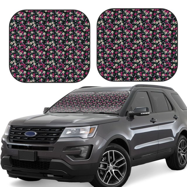 Balery Daisies Flowers Parasol para parabrisas de coche de 2 piezas | Parasol plegable para parabrisas delantero de coche para la mayoría de sedanes-Small