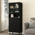 thumbnail image 2 of 4-door Black Storage Cabinet - Tempered Glass Door, Adjustable For Living Room & Bedroom With Shelves,, 2 of 7