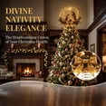 thumbnail image 3 of TTJ Lighted Nativity Christmas Tree Topper, 7.87 Inch Wrought Iron Metal Tree Top Decoration with Holy Family, Star Arch and Warm LED Lights, Gold Religious Holiday Decor(B), 3 of 6