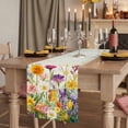 thumbnail image 2 of Spring Colorful Floral Table Runner, Yellow Purple Pastoral Flowers Washable Cotton Linen Table Runners 36 Inches Long, Dresser Scarf Runner for Nightstand/End Tables/Round Tables 13''x36'', 2 of 9