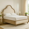 thumbnail image 5 of Lyla King Bed-Scalloped Ivory Upholstery-Rustic Oak Solid Wood, 5 of 8