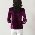 thumbnail image 7 of Women's Long Sleeve Velvet Shirts Soft Crew Neck Dressy Casual Blouses with Ruffled Detailing Solid Color Tops (XL, Purple), 7 of 7