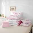 thumbnail image 6 of Feelyou Princess Bowknot Kids Bedding Comforter Set 7pcs, Modern Fashion Ribbon King Bedding Sets, Watercolor Bow-tie Reversible Bed Sheets, Ultra Soft Bedroom Decor, 6 of 8