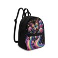 thumbnail image 2 of HELLHERO Rainbow Butterfly Rose Pattern Mini Backpack, Front Pocket Polyester Small Backpack for Travel Work, Practical Zipper Cell Phone Backpack, 2 of 8