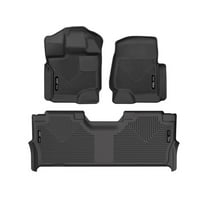 Husky Liners 94061 Weatherbeater Floor Mats Fit 2017-2025 Ford F-250/F-350/F-450 Crew Cab w/ Carpet Flooring/Flat-Fold Storage Front/2nd Row Liners 3pc Black