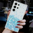 thumbnail image 6 of Luminous Case for Samsung Galaxy S24 Ultra, Glow in the Dark Fluorescent Glitter Case for Women Girls, Bling Sparkle Lightweight Slim Shockproof Protective Phone Cover for Galaxy S24 Ultra, Blue, 6 of 6