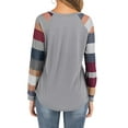 thumbnail image 2 of Women Round Neck Long Sleeves Color Block Tunic Shirt, 2 of 8