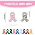 thumbnail image 2 of 50PCS 10 Colors Breast Cancer Awareness Lapel Pins Ribbon Enamel Pins Alloy Badges Hope Ribbon Lapel Pins, 2 of 7